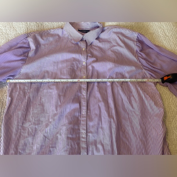 Lauren Ralph Lauren Lavender Striped Shirt sz 2X - Picture 8 of 11